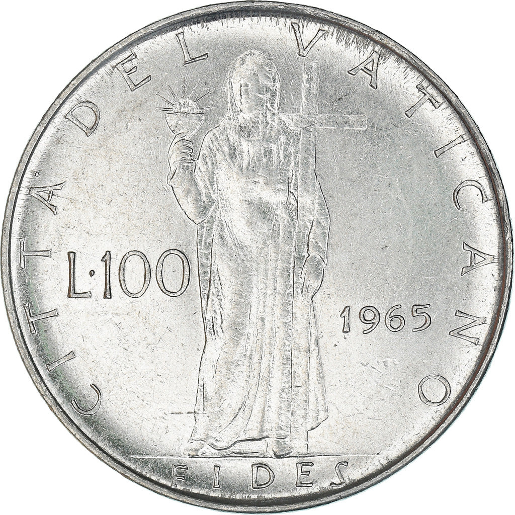 Moneta, PAŃSTWO WATYKAŃSKIE, Paul VI, 100 Lire, 1965, MS(65-70), Stal