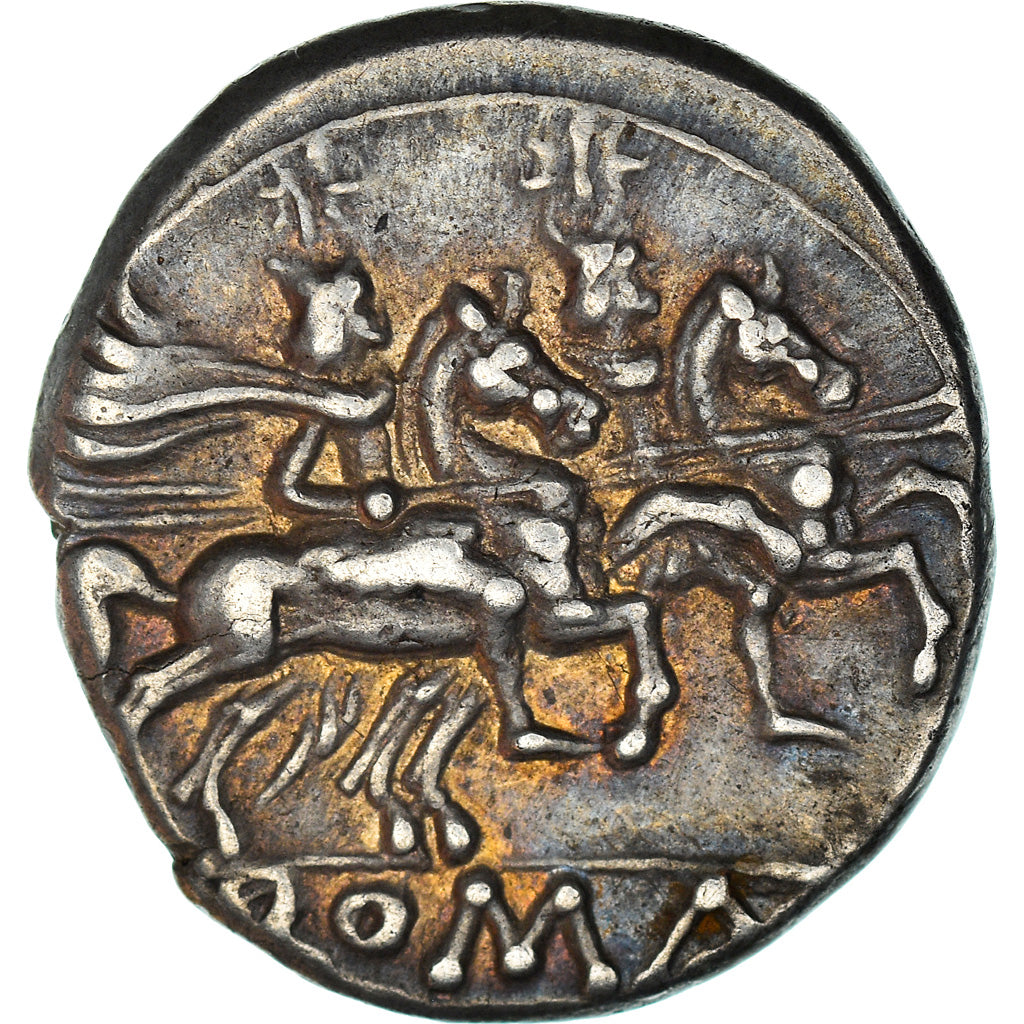 Anonymous, Denarius, 209-208 BC, Sicily, Silver, AU(50-53), Crawford:76/1a