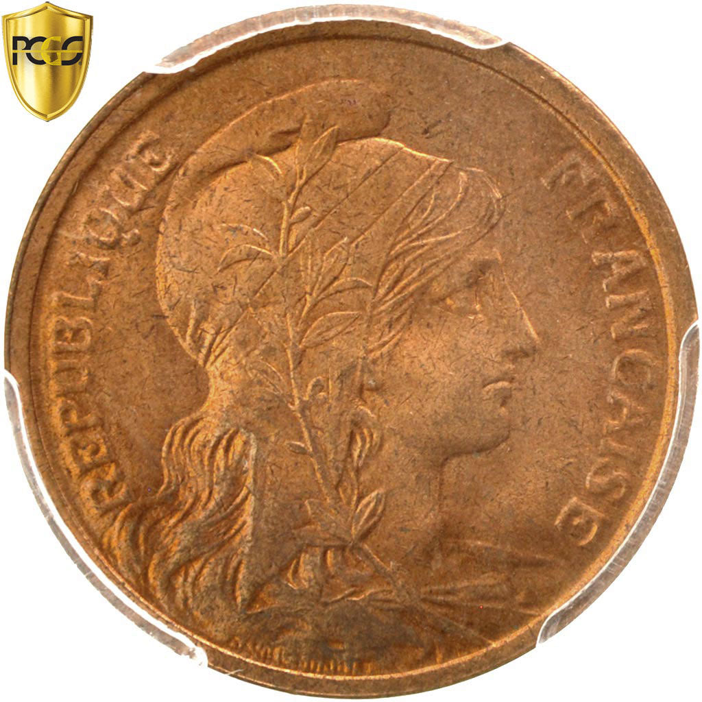 France, 2 Centimes, Daniel-Dupuis, 1919, Paris, Bronze, PCGS, MS65RD