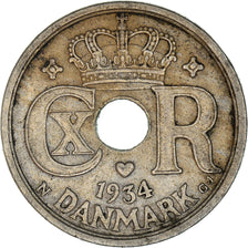 Coin, Denmark, Christian X, 25 Öre, 1934, Copenhagen, EF(40-45), Copper-nickel