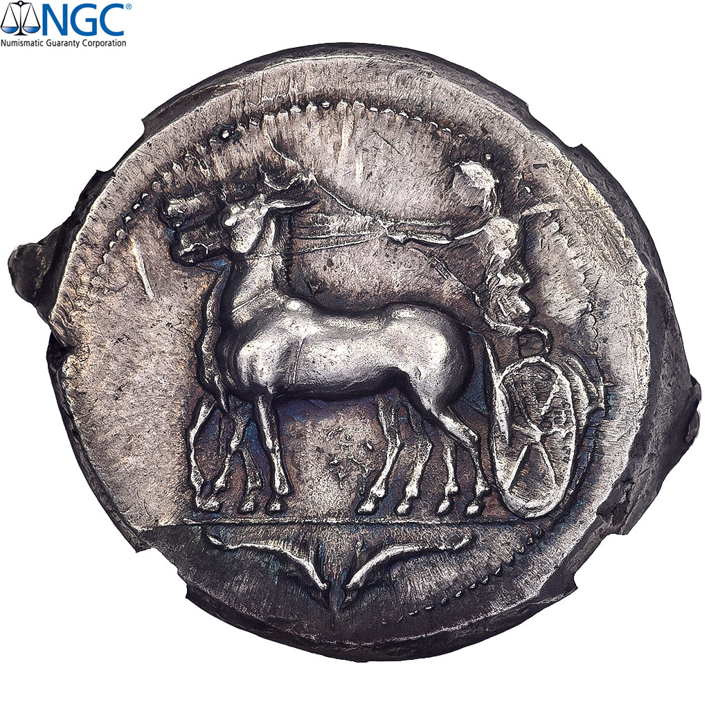 Sicile, Tétradrachme, ca. 412-408 BC, Messana, Argent, NGC, Ch XF 4/5-4/5