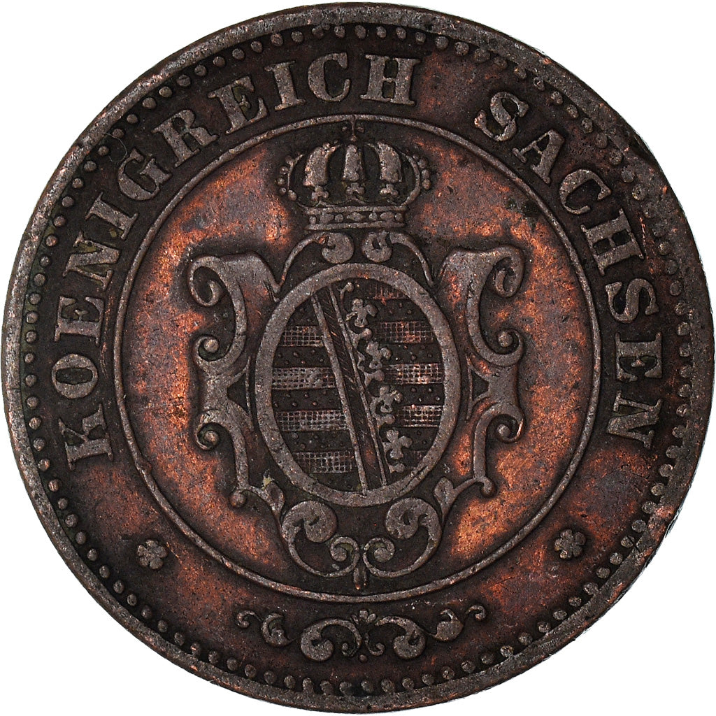 Coin, German States, SAXONY-ALBERTINE, Johann, 2 Pfennig, 1864, EF(40-45)