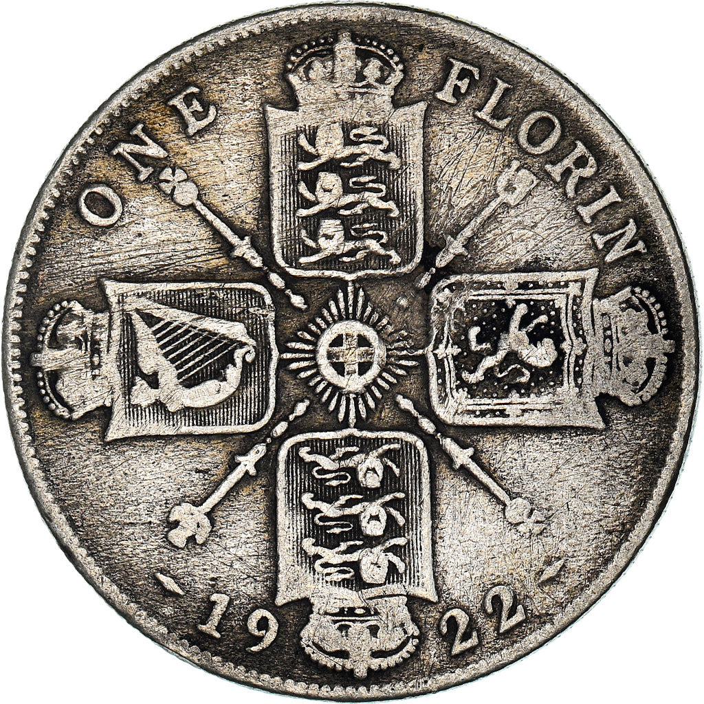 Coin, Great Britain, George V, Florin, Two Shillings, 1922, VF(20-25), Silver