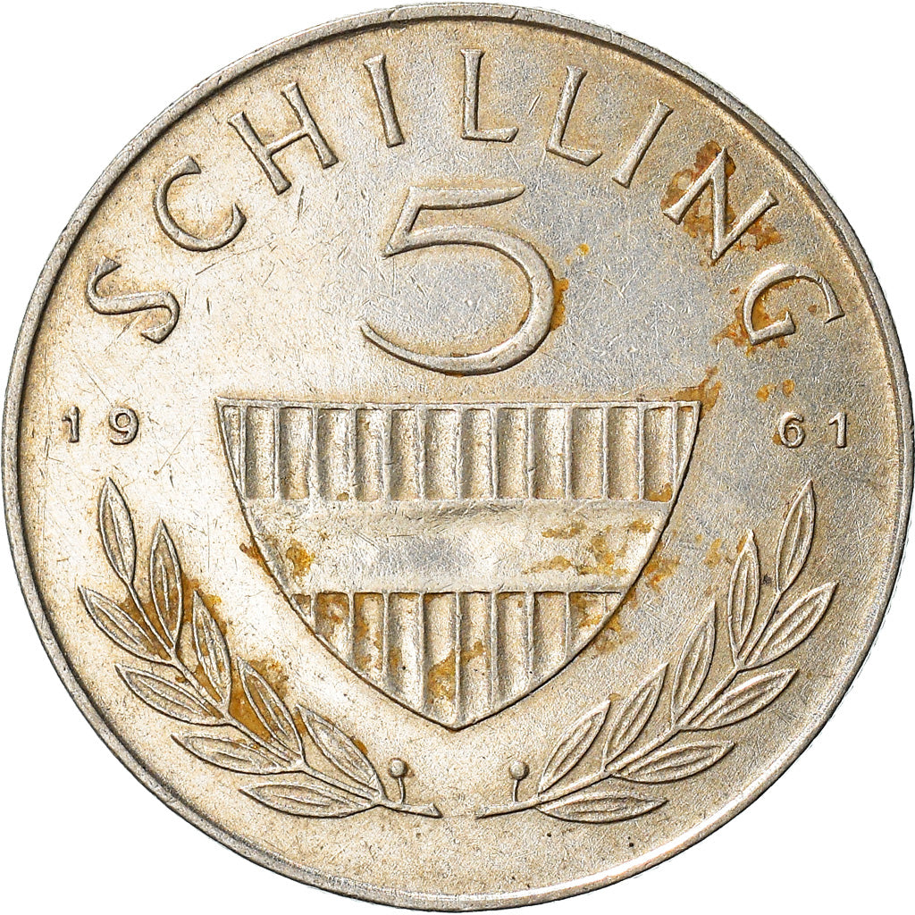 Moeda, Áustria, 5 Schilling, 1961, AU(50-53), Prata, KM:2889