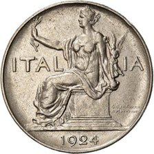 Moeda, Itália, Vittorio Emanuele III, Lira, 1924, Rome, EF(40-45), Níquel