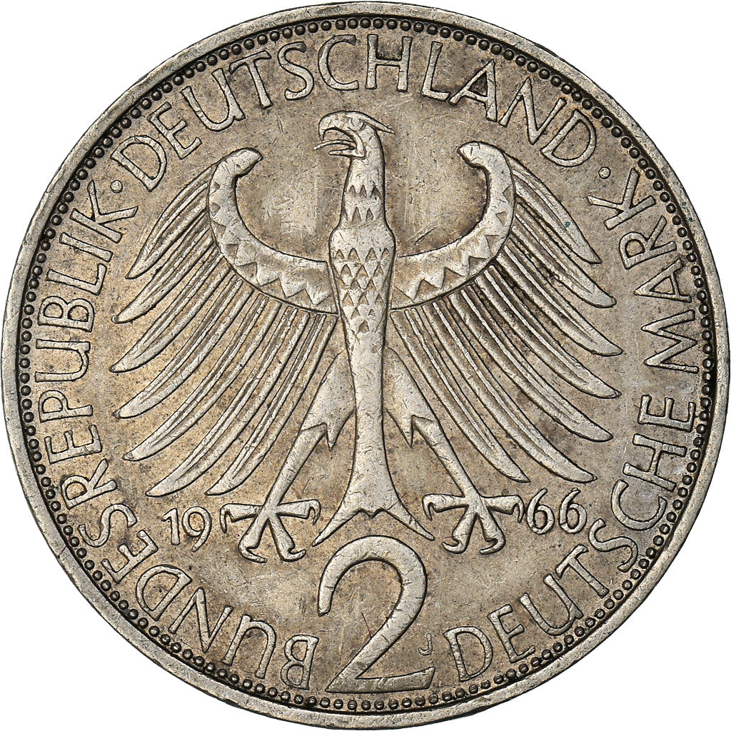 Munten, Federale Duitse Republiek, 2 Mark, 1966, Hambourg, ZF, Copper-nickel