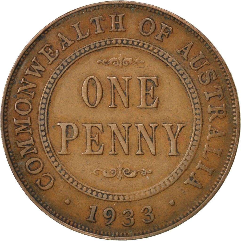 Coin, Australia, George V, Penny, 1933, EF(40-45), Bronze, KM:23