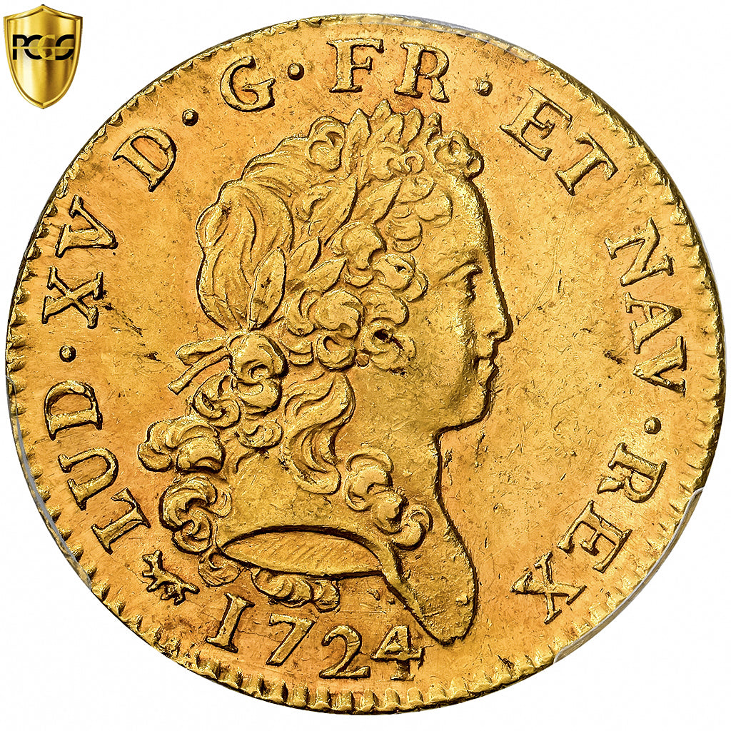 Moneta, Francja, Louis XV, Double Louis d'or Mirliton, 1724, Paris, PCGS, MS62