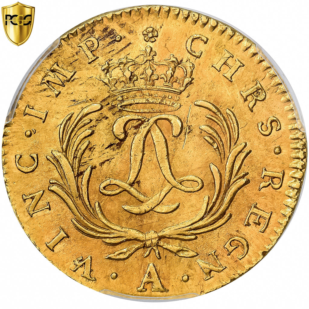Moneta, Francja, Louis XV, Double Louis d'or Mirliton, 1724, Paris, PCGS, MS62