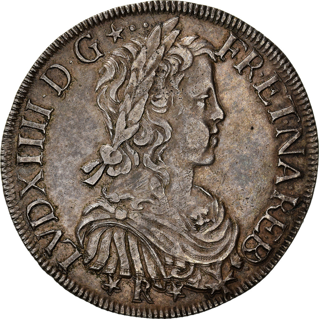 France, Louis XIV, Écu de Béarn à la mèche longue, 1658, Morlaas, Silver