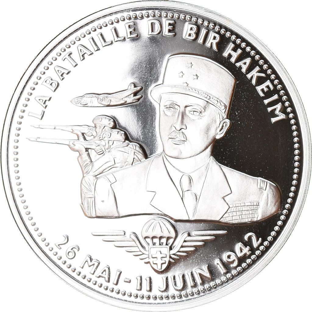 France, Medal, La Bataille de Bir Hakeim, WAR, MS(65-70), Silver