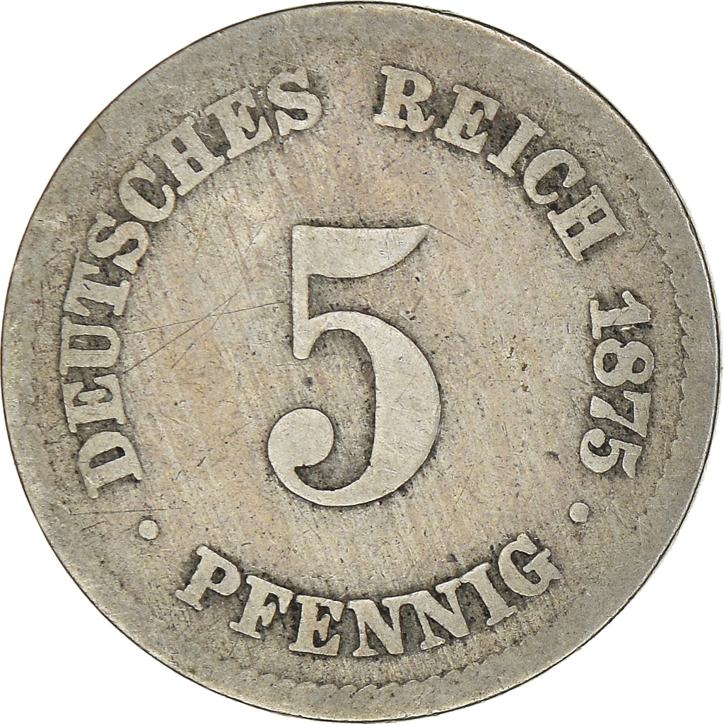 Moneta, NIEMCY - IMPERIUM, Wilhelm I, 5 Pfennig, 1875, Hamburg, VF(20-25)