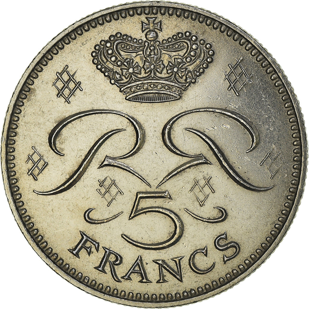 Münze, Monaco, Rainier III, 5 Francs, 1971, VZ, Kupfer-Nickel, KM:150