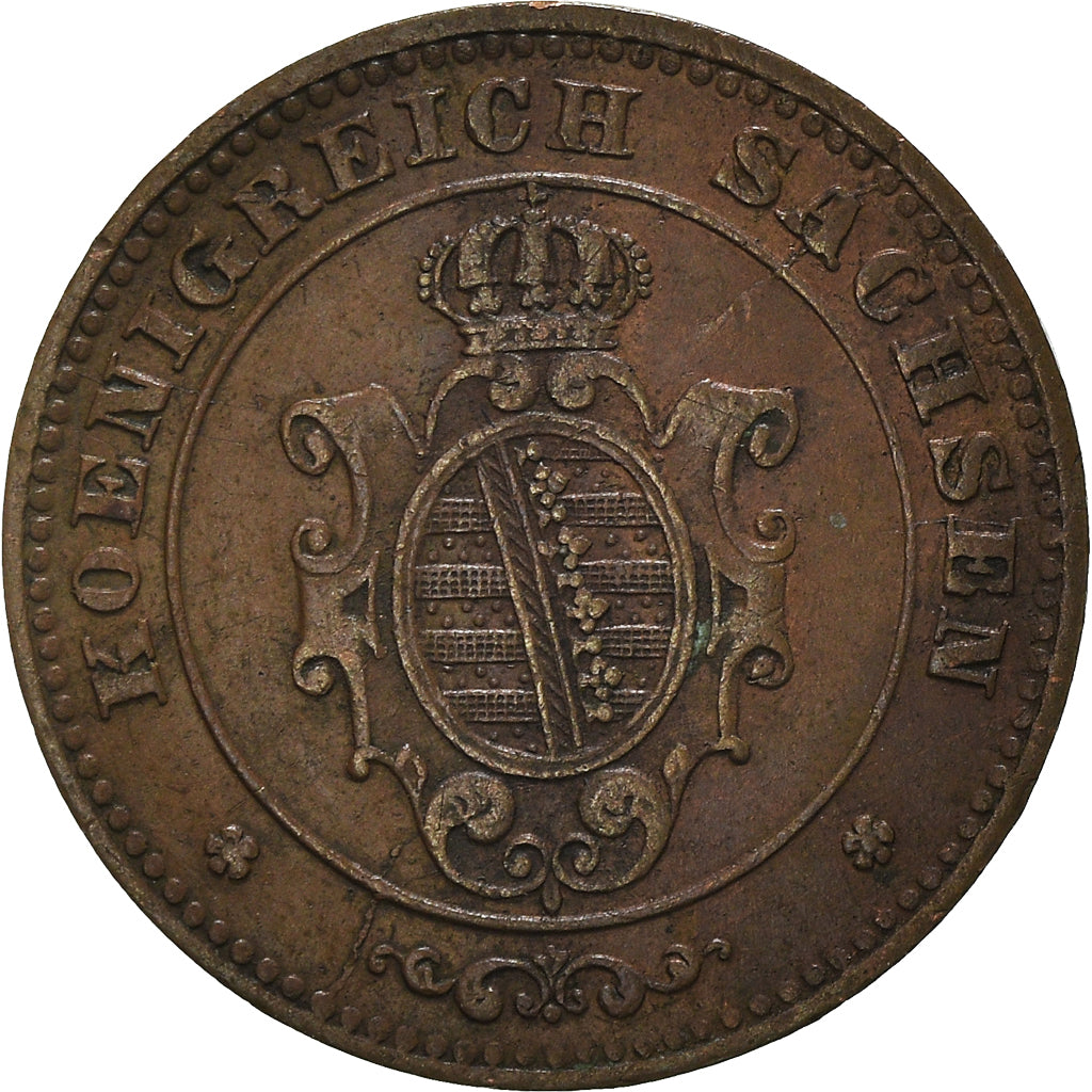 Münze, Deutsch Staaten, SAXONY-ALBERTINE, Johann, Pfennig, 1862, SS, Kupfer