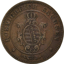 Münze, Deutsch Staaten, SAXONY-ALBERTINE, Johann, Pfennig, 1862, SS, Kupfer