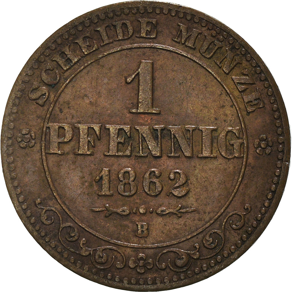 Münze, Deutsch Staaten, SAXONY-ALBERTINE, Johann, Pfennig, 1862, SS, Kupfer