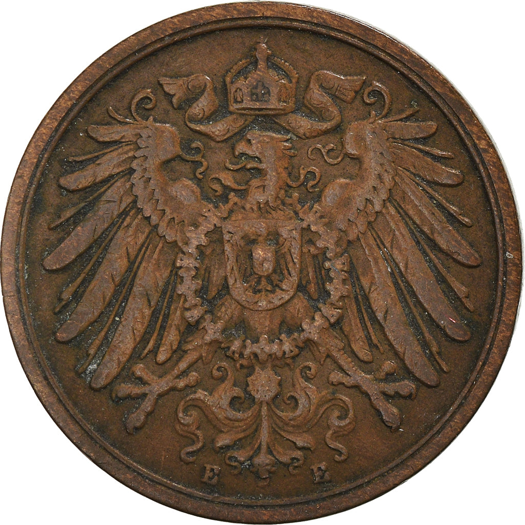 Moneda, ALEMANIA - IMPERIO, Wilhelm II, 2 Pfennig, 1904, Muldenhütten, MBC
