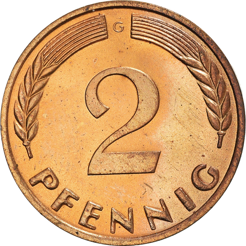 Moeda, ALEMANHA - REPÚBLICA FEDERAL, 2 Pfennig, 1966, Karlsruhe, MS(63)