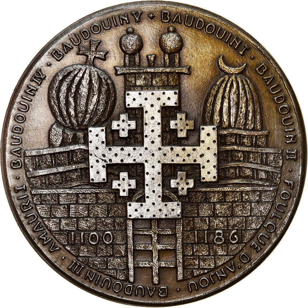 France, Medal, Les Rois Francs de Jérusalem, History, 1970, MS(60-62), Copper