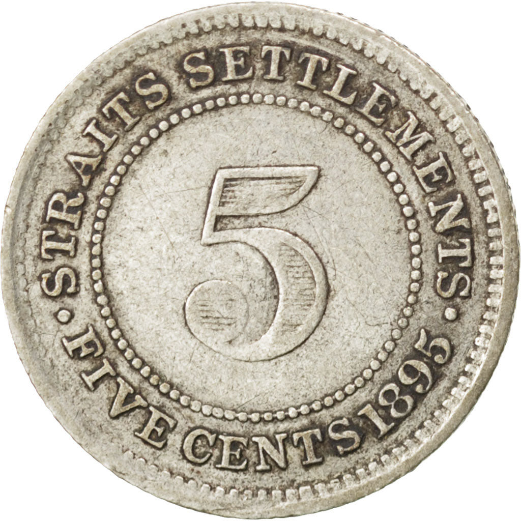Münze, Straits Settlements, Victoria, 5 Cents, 1895, SS, Silber, KM:10