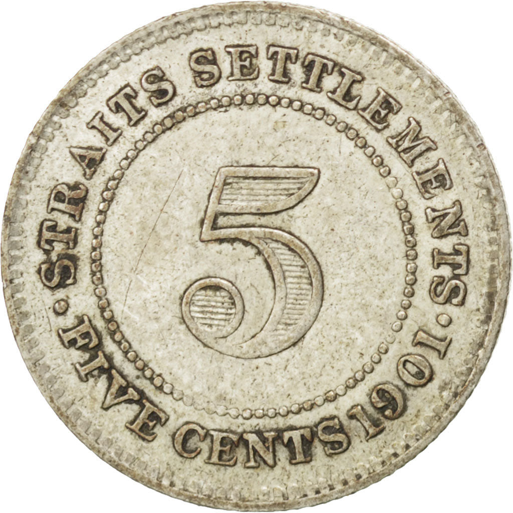 Münze, Straits Settlements, Victoria, 5 Cents, 1901, SS, Silber, KM:10