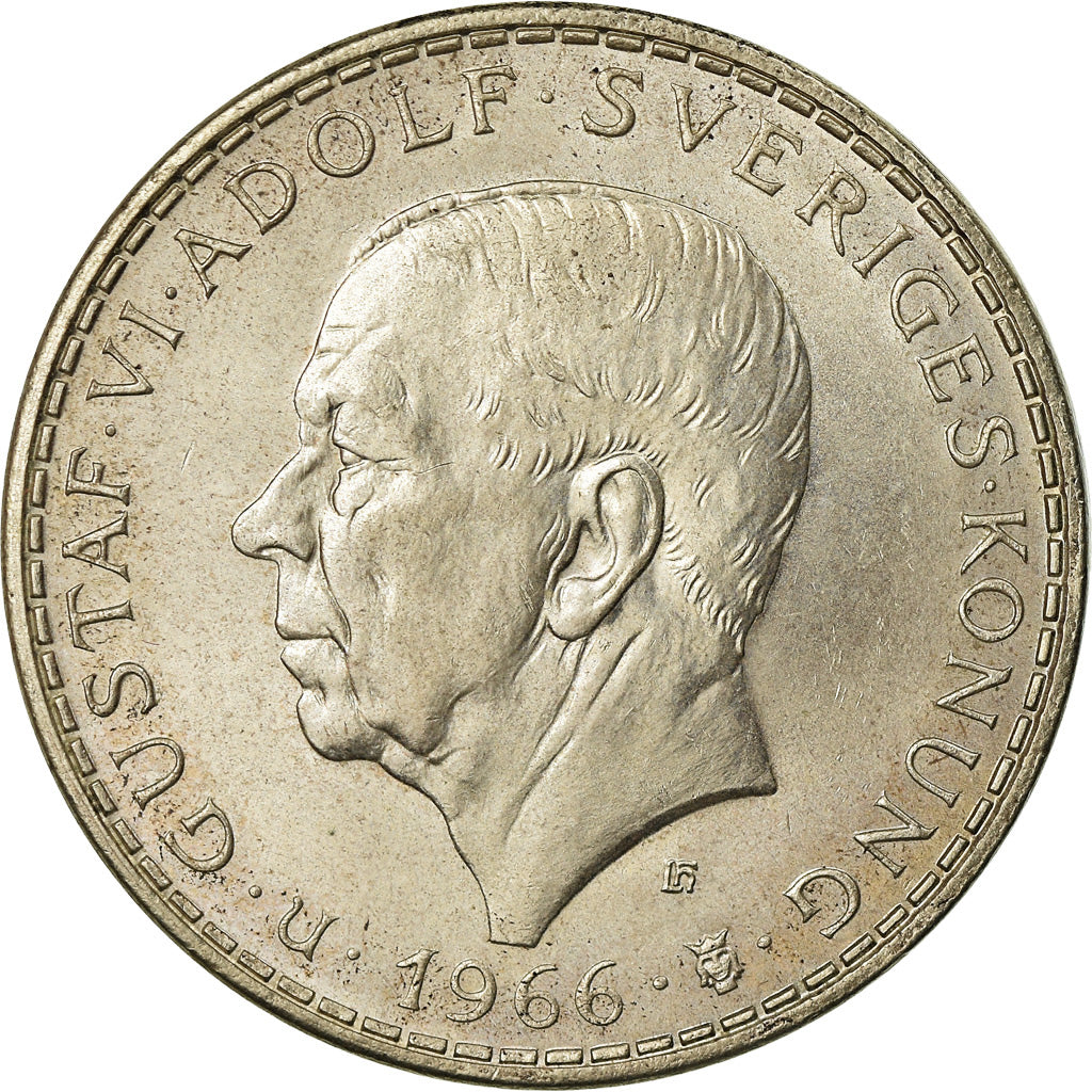 Moneta, Szwecja, Gustaf VI, 5 Kronor, 1966, MS(60-62), Srebro, KM:839