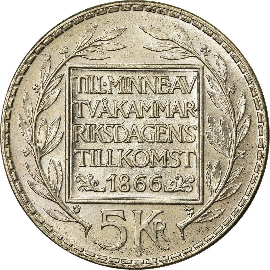Moneta, Szwecja, Gustaf VI, 5 Kronor, 1966, MS(60-62), Srebro, KM:839
