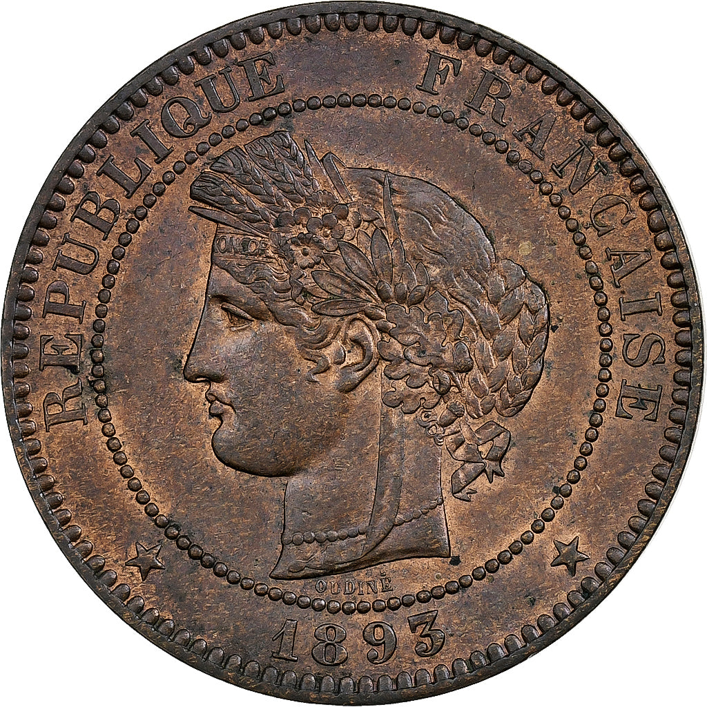 Francia, 10 Centimes, Cérès, 1893, Paris, Bronzo, SPL, Gadoury:265a, KM:815.1