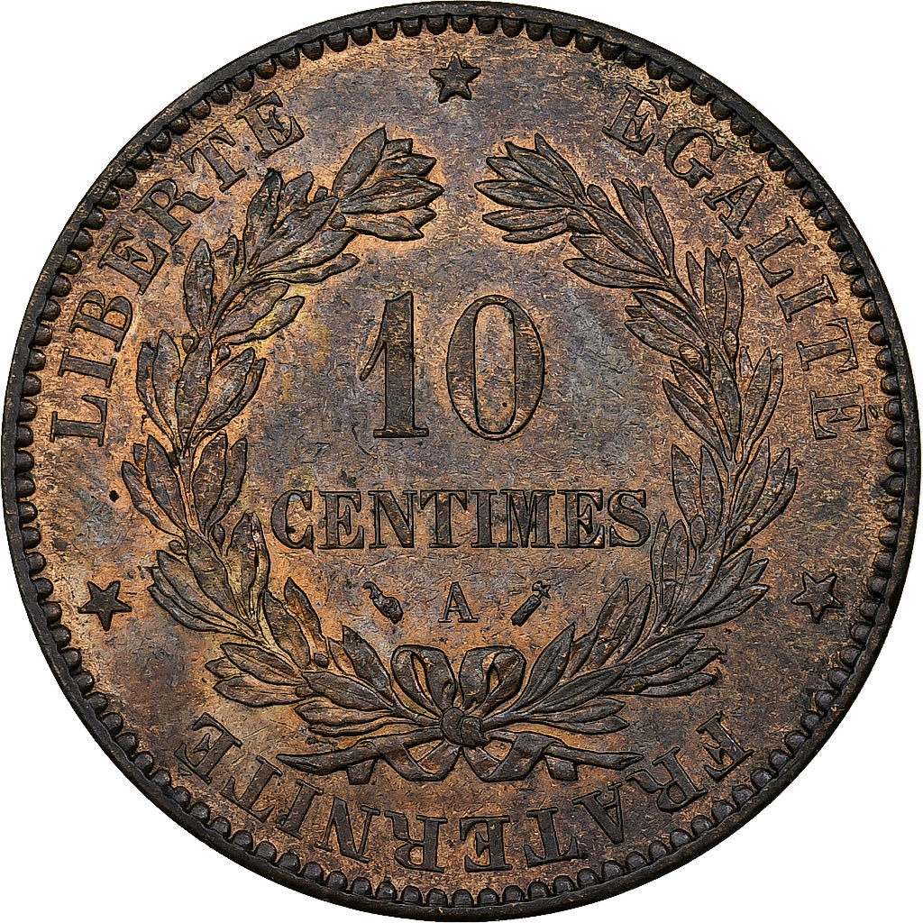 Francia, 10 Centimes, Cérès, 1893, Paris, Bronzo, SPL, Gadoury:265a, KM:815.1
