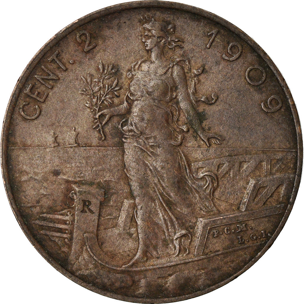 Coin, Italy, Vittorio Emanuele III, 2 Centesimi, 1909, Rome, AU(50-53), Bronze