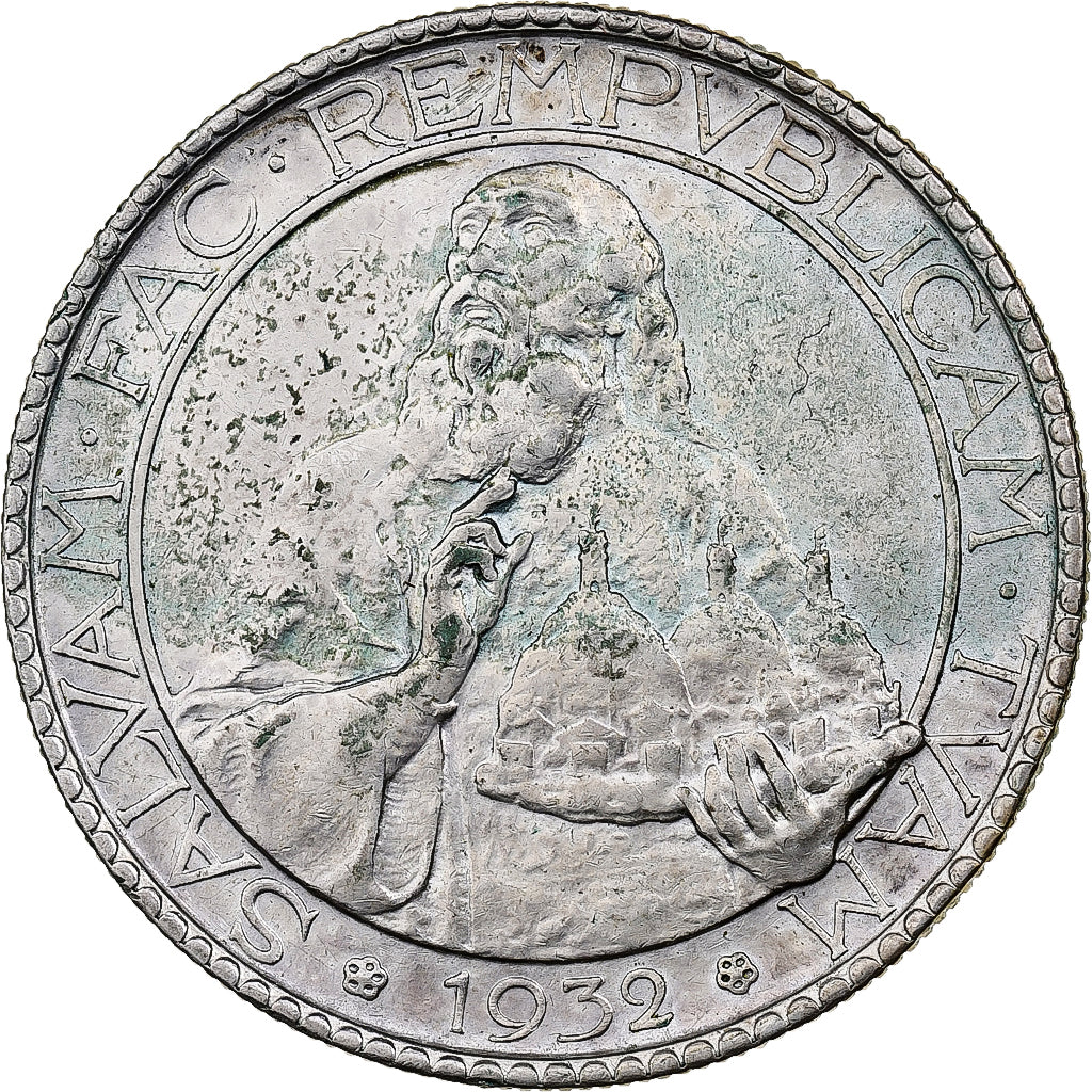 San Marino, 20 Lire, 1932, Rome, Silver, AU(50-53), KM:11