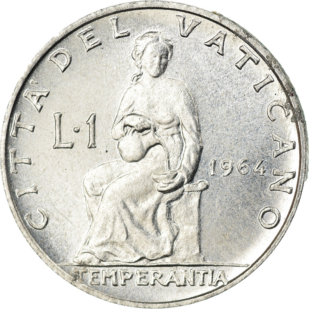 Coin, VATICAN CITY, Paul VI, Lira, 1964, AU(55-58), Aluminum, KM:76.2