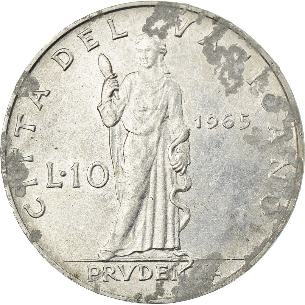 Moneta, CITTÀ DEL VATICANO, Paul VI, 10 Lire, 1965, SPL-, Alluminio, KM:79.2