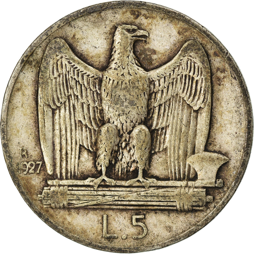 Moneta, Italia, Vittorio Emanuele III, 5 Lire, 1927, Rome, MB+, Argento, KM:67.2