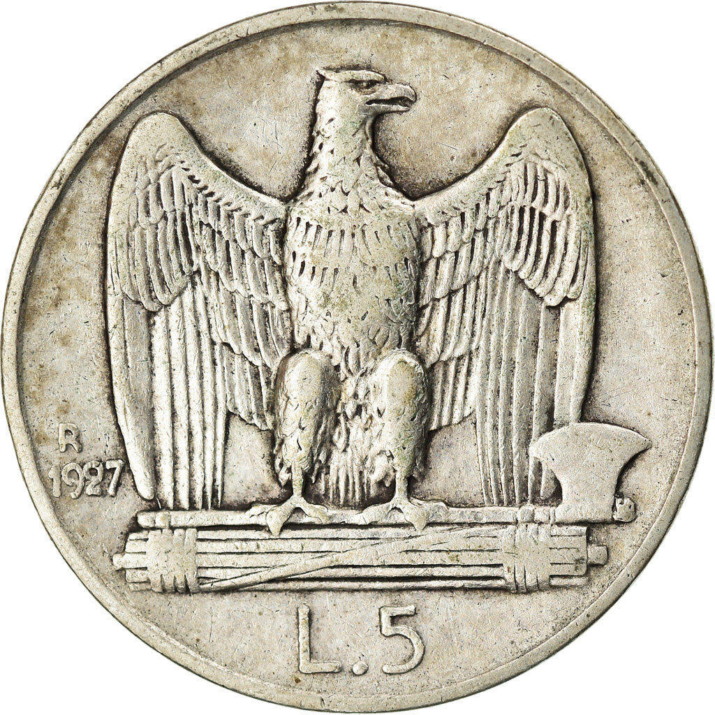 Moeda, Itália, Vittorio Emanuele III, 5 Lire, 1927, Rome, EF(40-45), Prata
