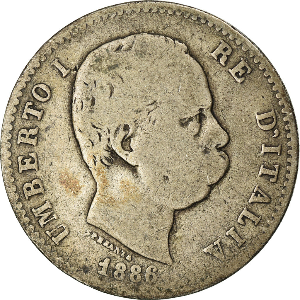 Moneta, Włochy, Umberto I, Lira, 1886, Rome, F(12-15), Srebro, KM:24.1