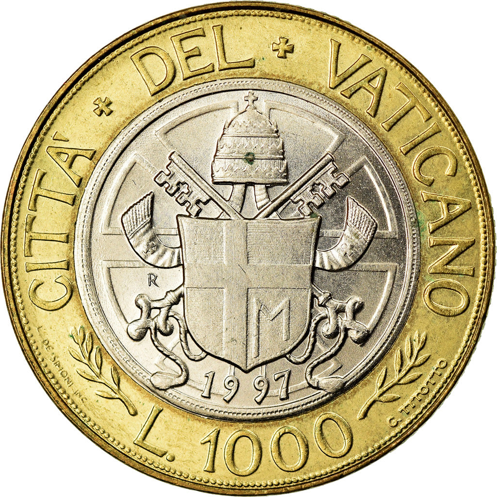 Moeda, CIDADE DO VATICANO, John Paul II, 1000 Lire, 1997, Roma, MS(60-62)