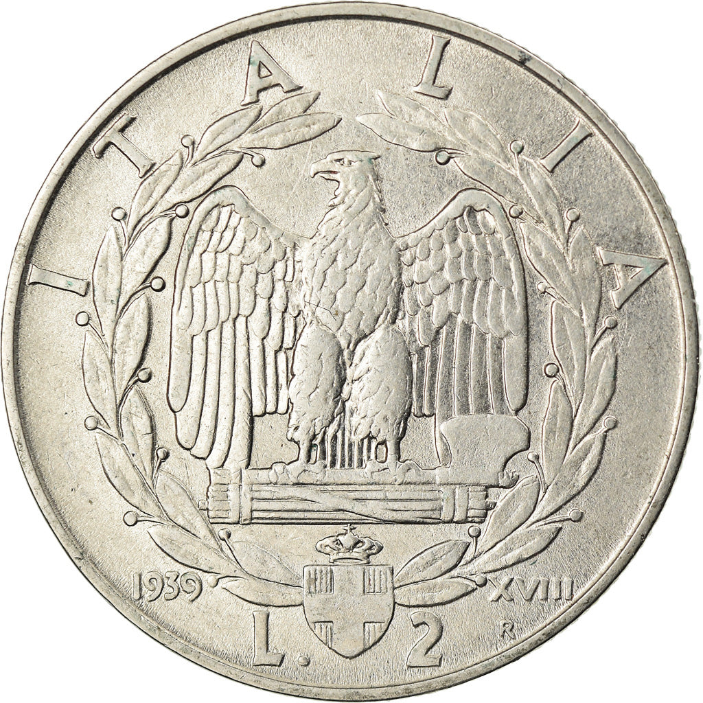 Moneta, Italia, Vittorio Emanuele III, 2 Lire, 1939, Rome, BB+, Acciaio