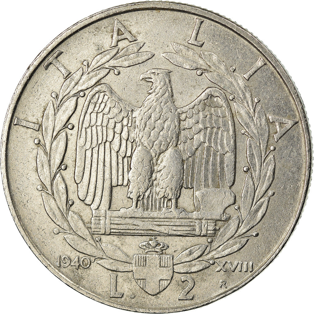 Moneta, Italia, Vittorio Emanuele III, 2 Lire, 1940, Rome, BB+, Acciaio
