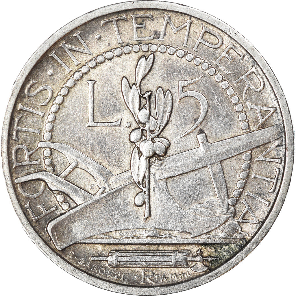 Münze, San Marino, 5 Lire, 1937, Rome, SS, Silber, KM:9