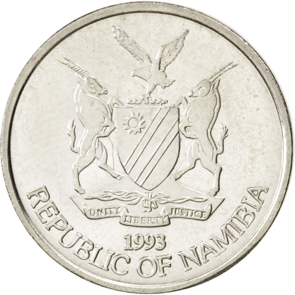 Coin, Namibia, 10 Cents, 1993, MS(63), Nickel plated steel, KM:2