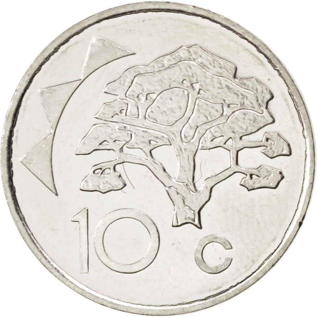 Coin, Namibia, 10 Cents, 1993, MS(63), Nickel plated steel, KM:2