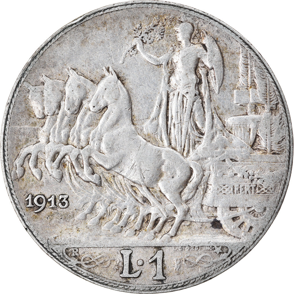 Moneda, Italia, Vittorio Emanuele III, Lira, 1913, Rome, BC+, Plata, KM:45
