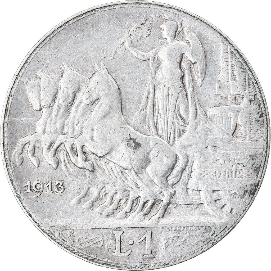 Coin, Italy, Vittorio Emanuele III, Lira, 1913, Rome, VF(30-35), Silver, KM:45