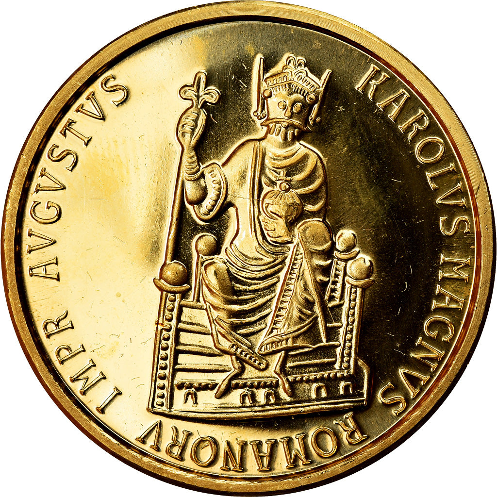 Munten, België, Charlemagne, 50 Ecu, 1989, UNC-, Goud, KM:174