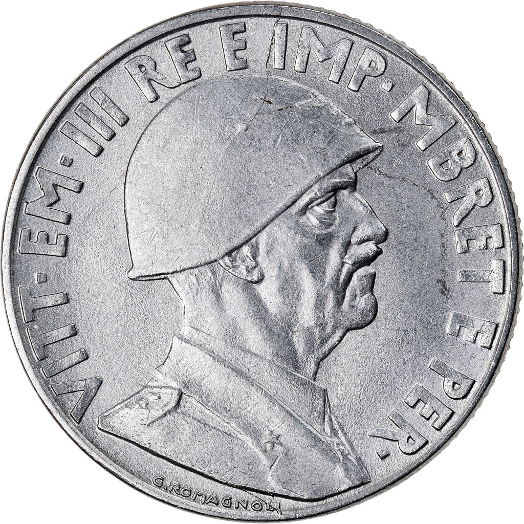 Coin, Albania, Vittorio Emanuele III, Lek, 1939, Rome, AU(50-53), Stainless