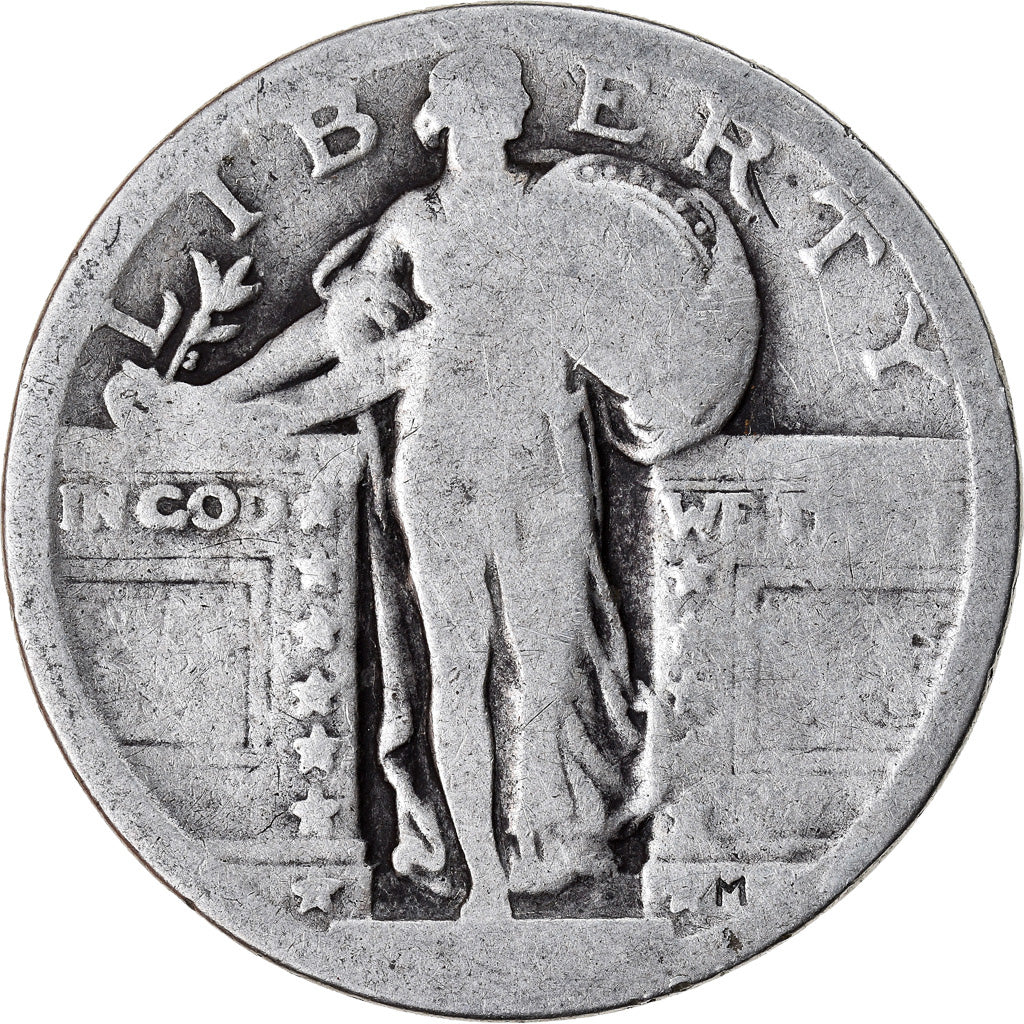 Moneda, Estados Unidos, Quarter, BC, Plata, KM:145