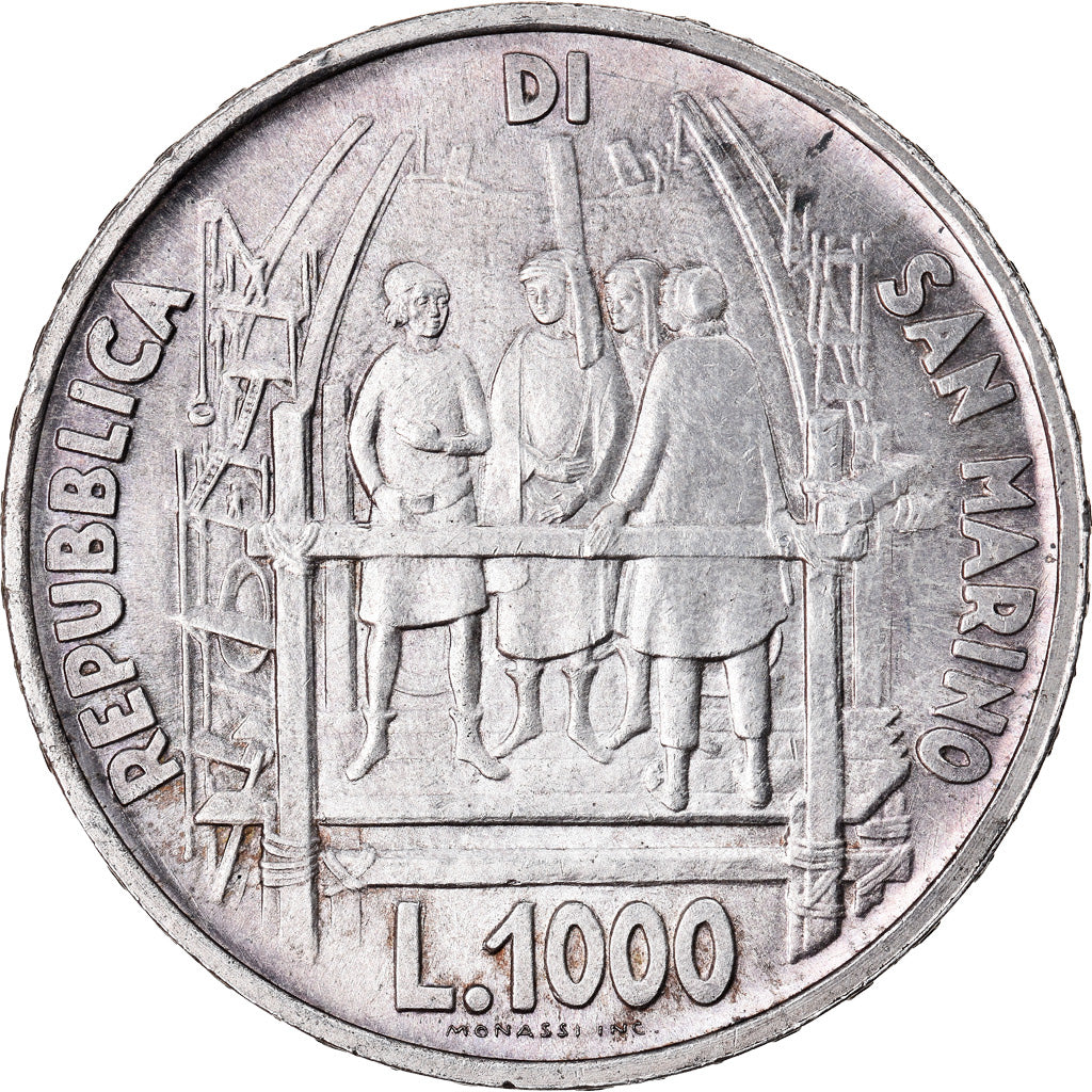 Coin, San Marino, 1000 Lire, 1977, Rome, MS(63), Silver, KM:72
