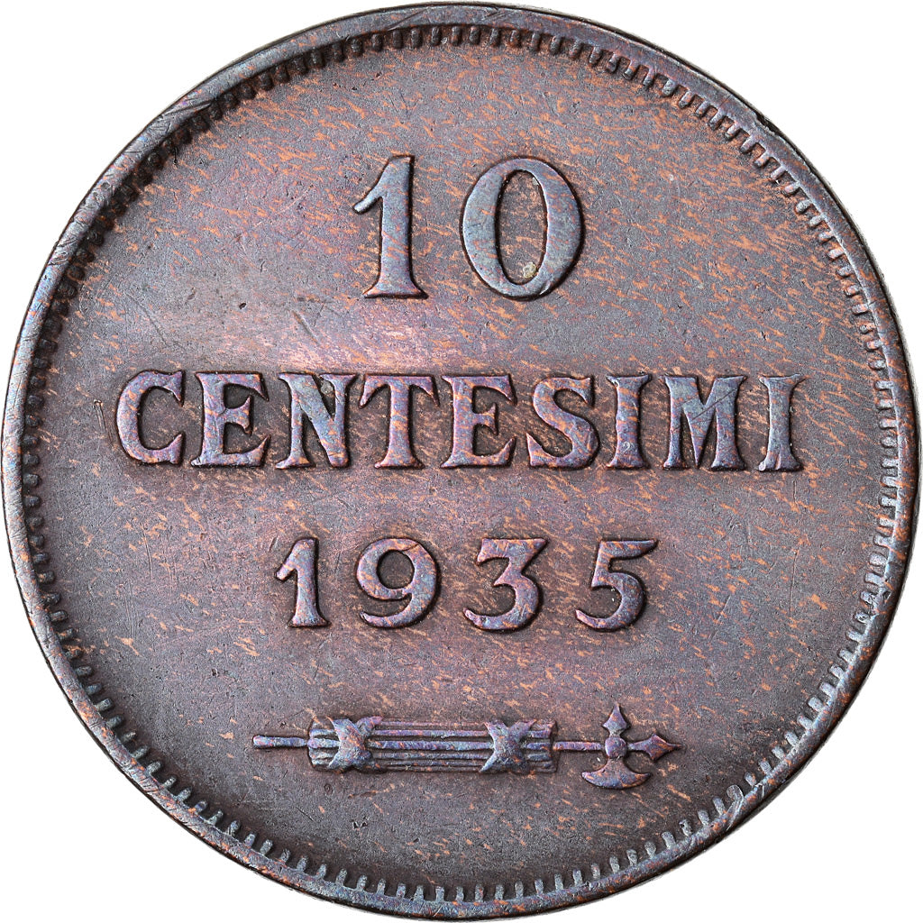 Monnaie, San Marino, 10 Centesimi, 1935, Rome, SUP, Bronze, KM:13