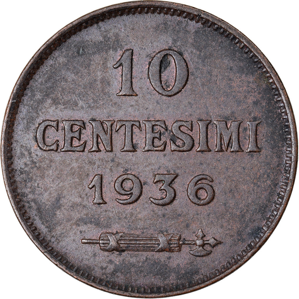 Monnaie, San Marino, 10 Centesimi, 1936, Rome, SUP, Bronze, KM:13